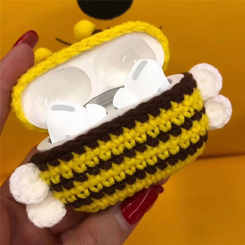 Чехол для AirPods Pro 2019 Вязаный милый плюшевый защитный чехол против потери Air-Pods 3