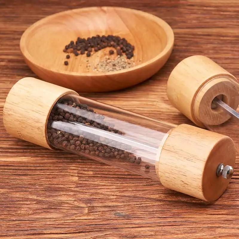 

2Pcs Salt Pepper Mill Manual Wood Pepper Grinder Home Grinding Mill Solid Spice Seasoning Grinders Hight End Kitchen BBQ Tools