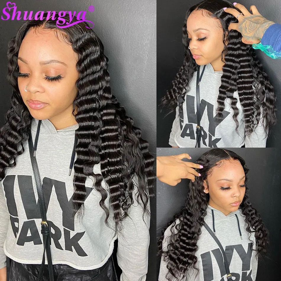 Свободная глубокая волнистая пряди с фронтальной бразильской волос 4X4 кружевной