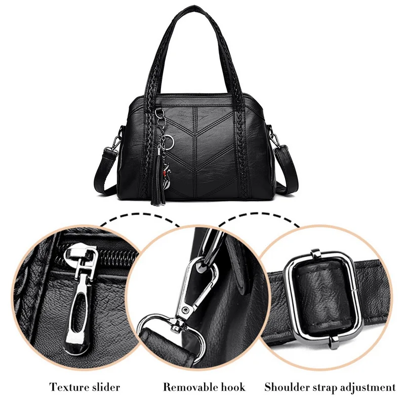 2020 Women Handbag Genuine Leather Tote Bags Tassel Luxury Shoulder Ladies Handbags Fashion | Багаж и сумки