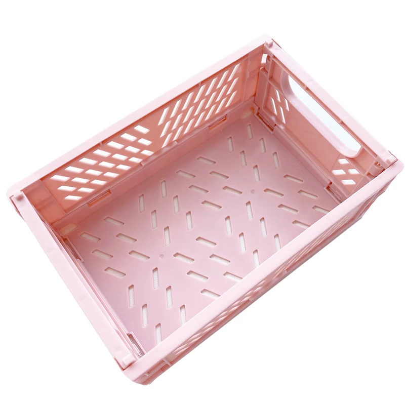 

W&G Macaron Foldable Plastic Storage Box Student Desktop Organize Hand Account Tape Stationery Skin Care Product Storage Basket