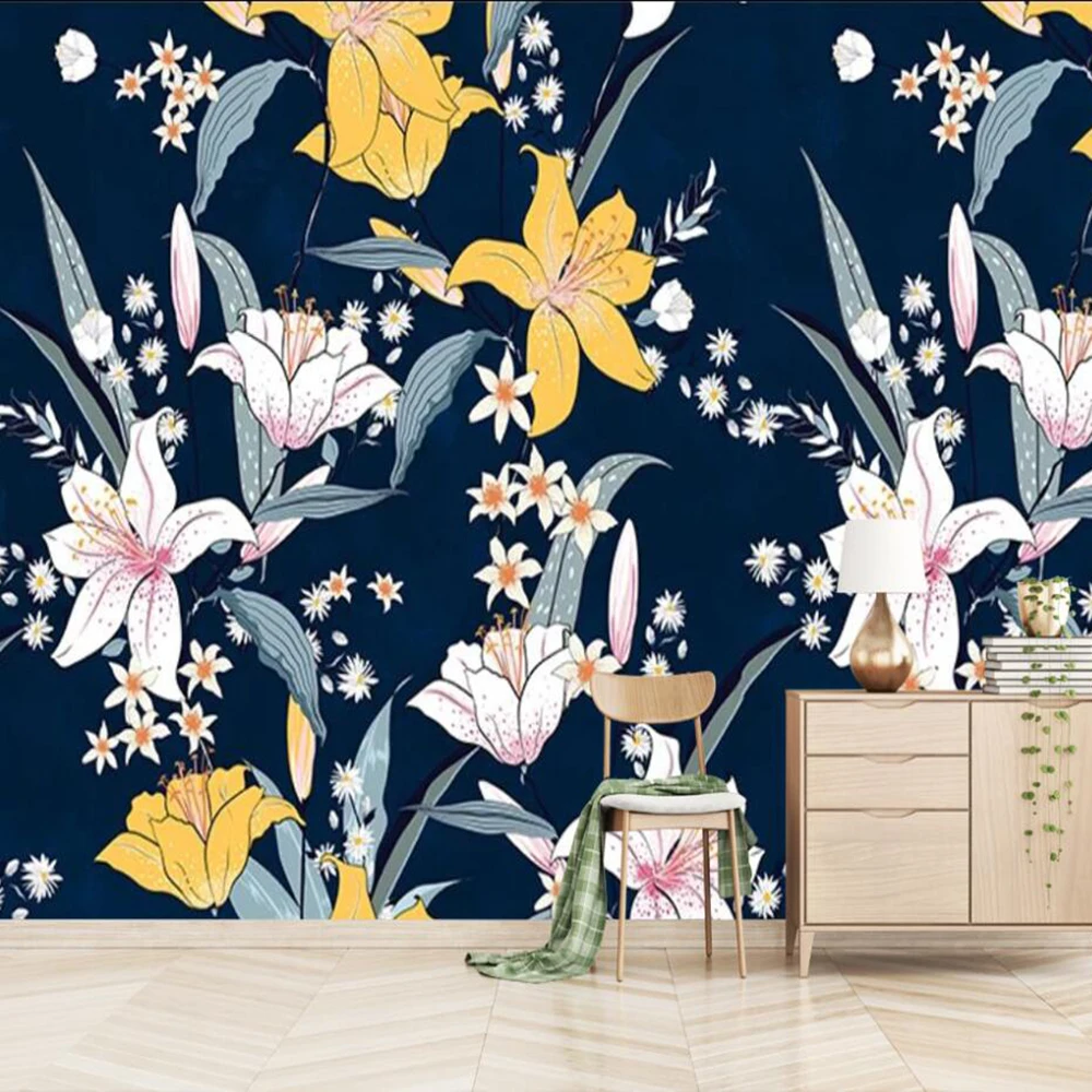 Большие 3D обои Milofi на заказ фрески простая иллюстрация ручная роспись цветы и