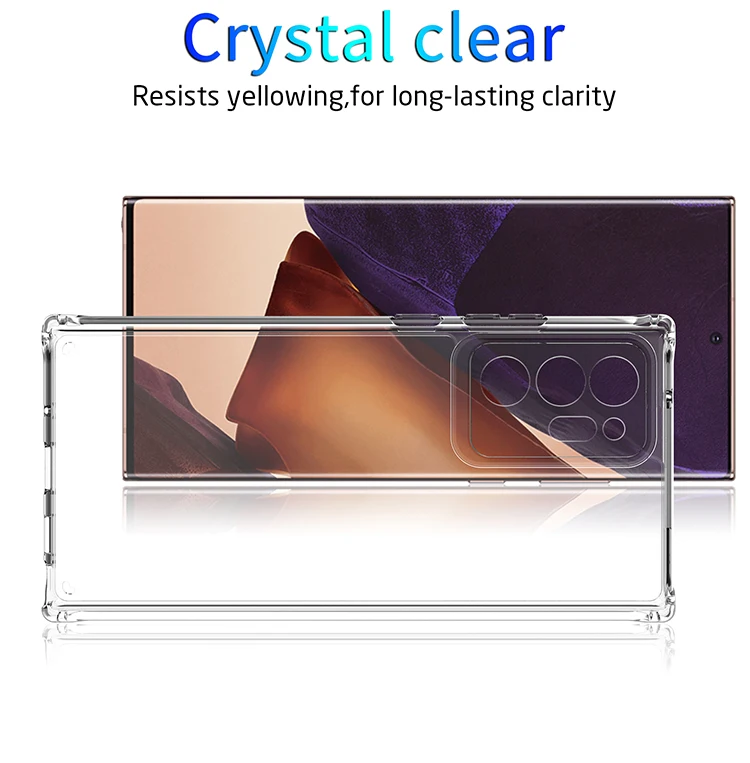 

Simple Cursh Clear Transparent Phone Case For Samsung Galaxy Note S21 20 S20 Plus Ultra FE TPU Airbag Shockproof PC Back Cover