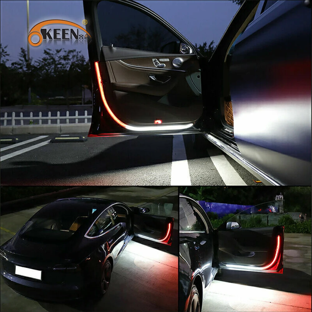 

OKEEN Car Door Opening Warning LED Lights Welcome Decoration Lamp Strips Anti Rear-end Collision Safety Universal LED Car Light