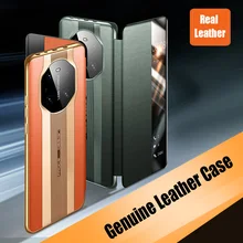 Luxury Fashion Genuine Leather Flip Cover for HUAWEI Mate 40 RS Pro Plus 30 Sports Car Case Smart Window View Sleep Shockproof