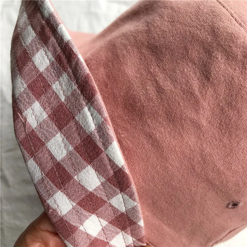 

Casual Double-faced Plaid Bucket Hats Korean Version of Summer Lovely Sunshade Sunscreen Fisherman Hat Dome Basin Hat