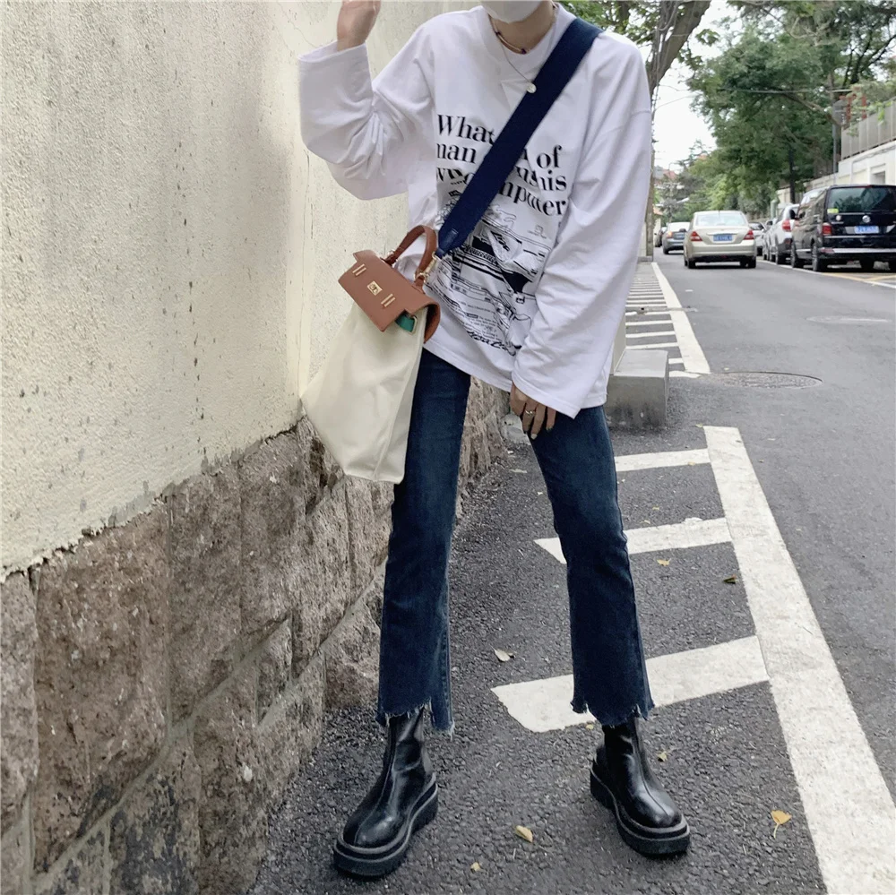 Асимметричные дизайнерские джинсы 2021 прямые тонкие микро-штаны с высокой талией