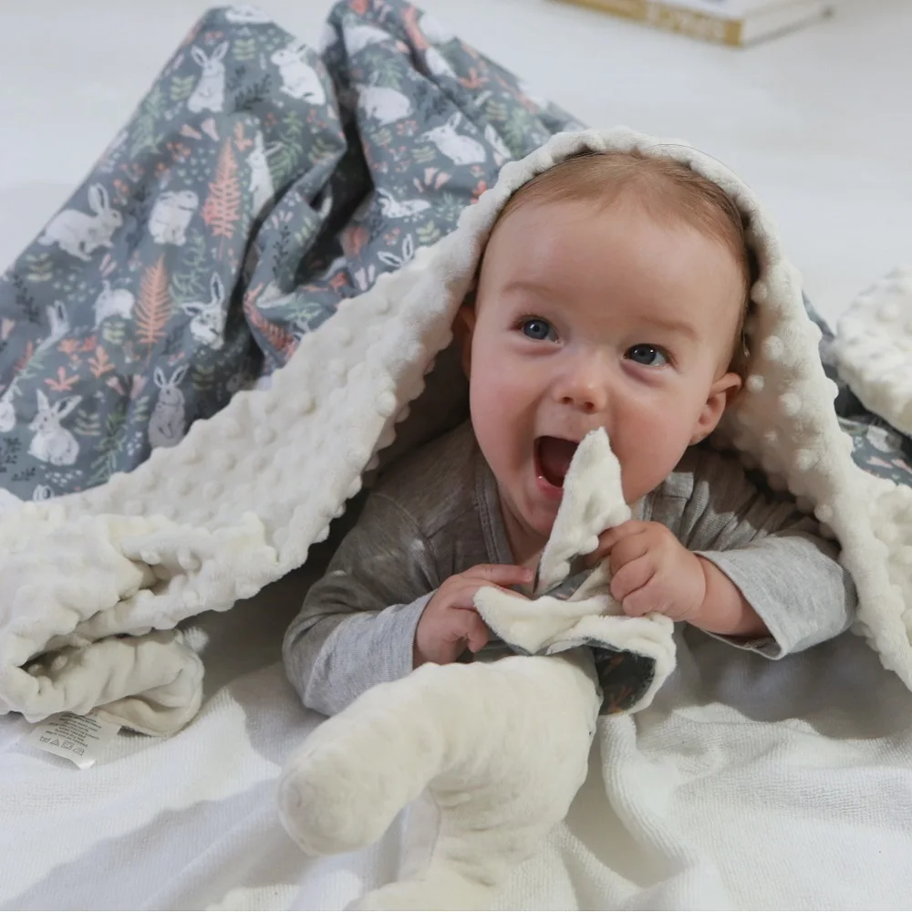 78*95cm Baby Blanket 2 Layer Cotton Fleece Bedding Quilt Newborn Stroller Pram Cover Rabbit Rattle Shower Gift | Мать и ребенок