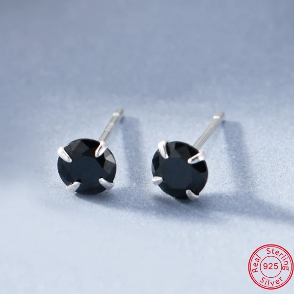ZEMO 2-8mm Real 925 Sterling Silver Studs Earrings With Colorful CZ for Girls 13 Colors Female Ear Jewelry | Украшения и