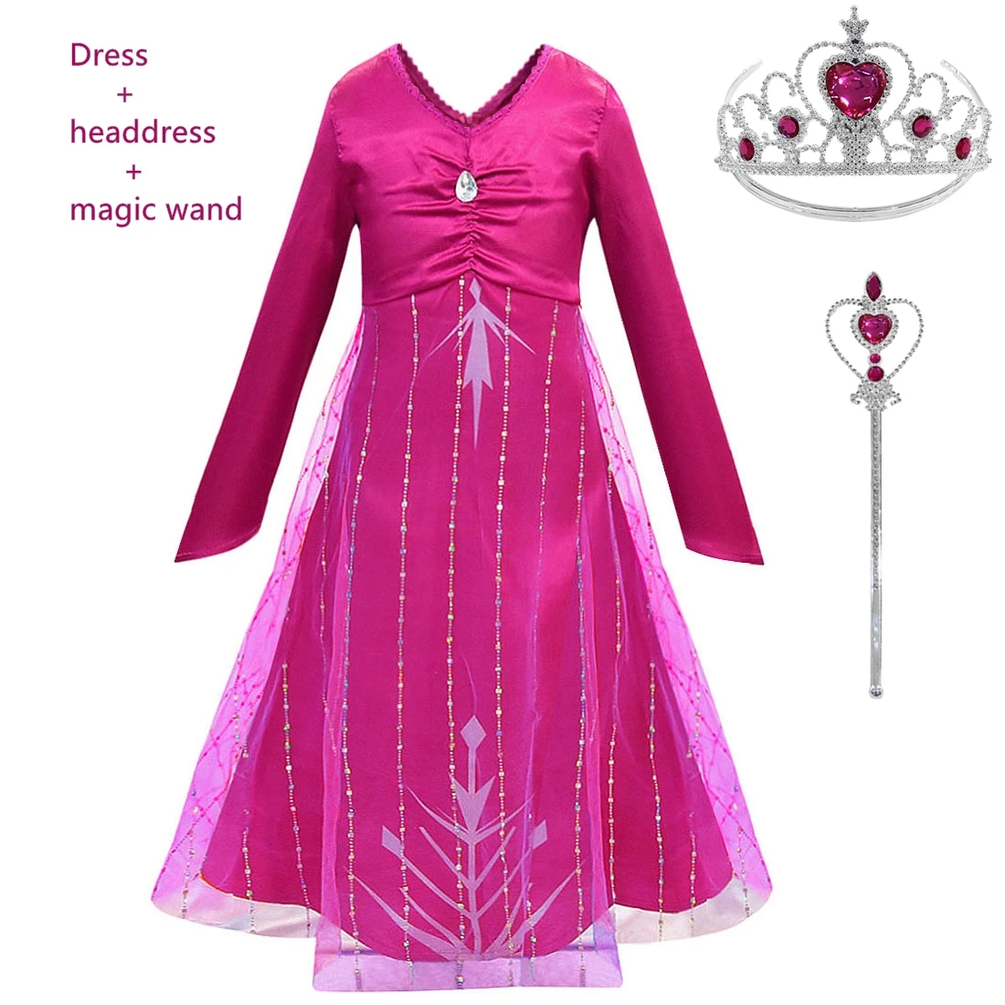 Платье Анны для девочек костюм 2 Эльзы с розами рождественское платье принцессы