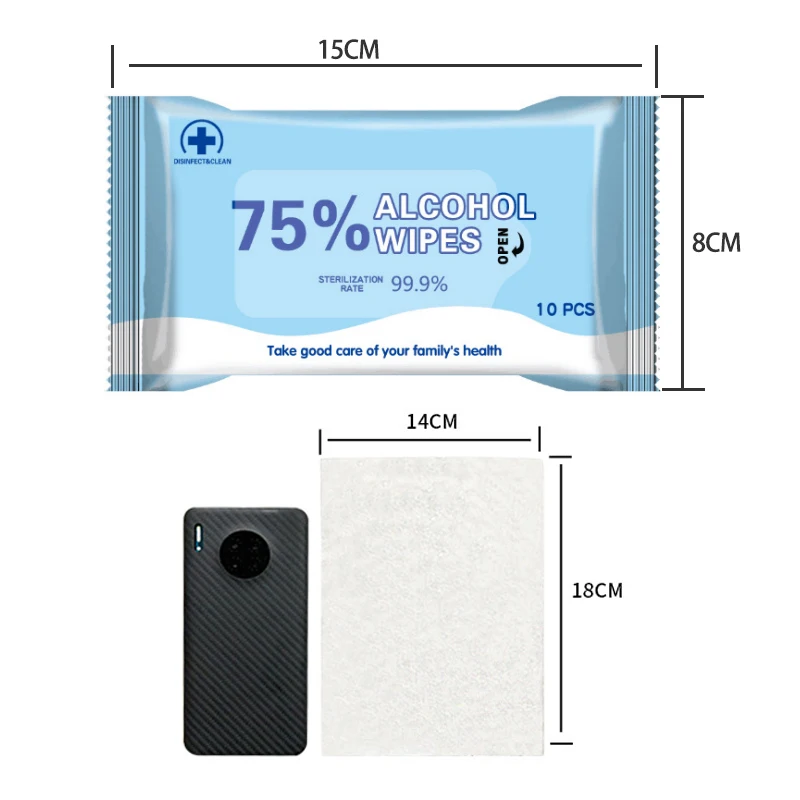 50 шт. Антисептические дезинфицирующие влажные салфетки 75% спиртовые уход за