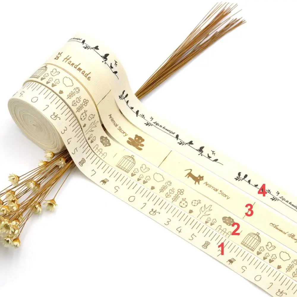 Ленточные этикетки 5 м из бежевого хлопка для упаковки подарков изделий ручной