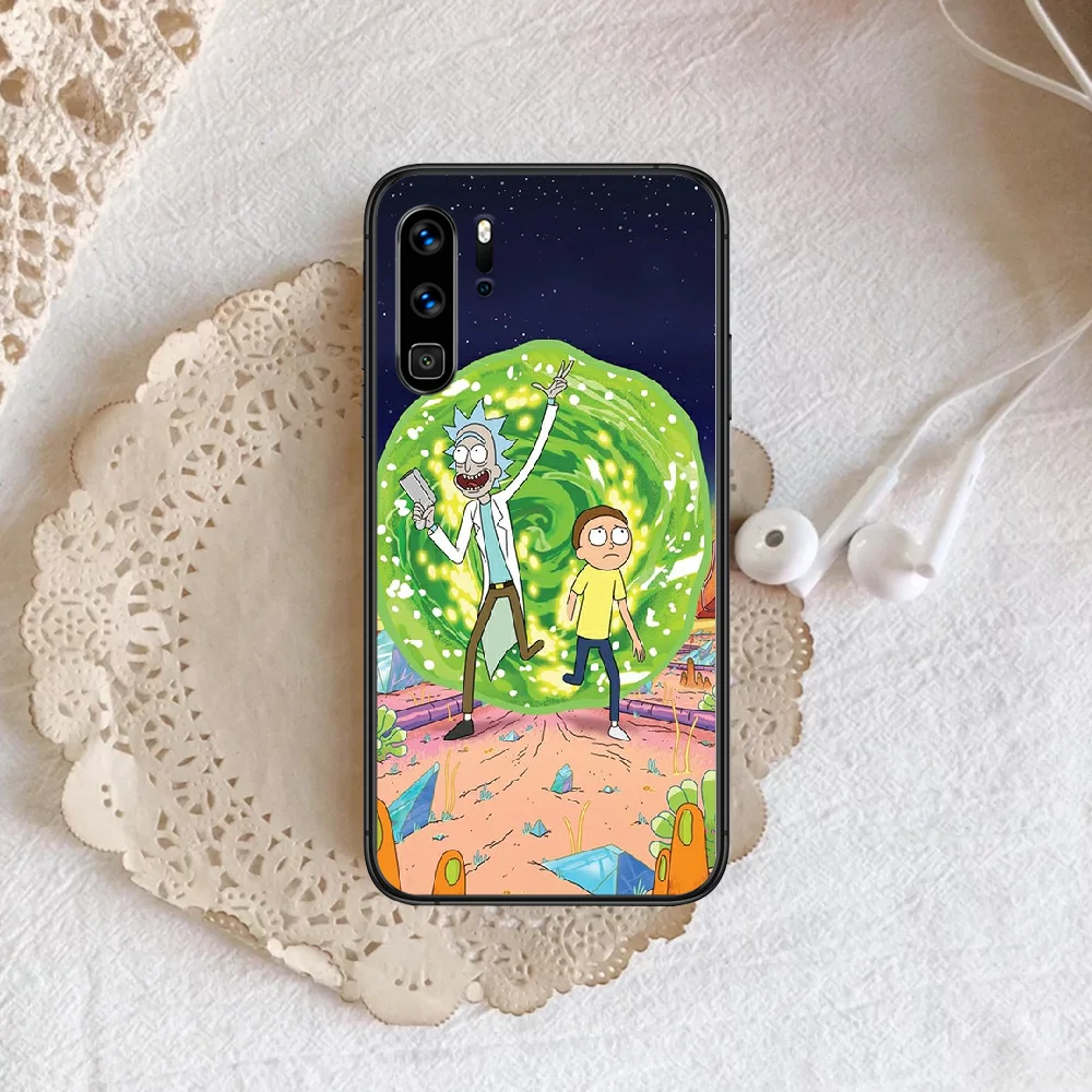 

Animation Rick Or Morty Phone Case For Huawei P Mate 10 20 30 40 Pro Lite Smart 2019 2021 black Hoesjes Painting Coque Trend