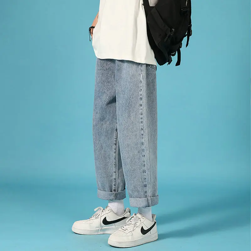 

Men Jeans 2022 Autumn Male Trousers Breathable Loose Korean Male Streetwear Students Casual Denim Pants Wide Leg