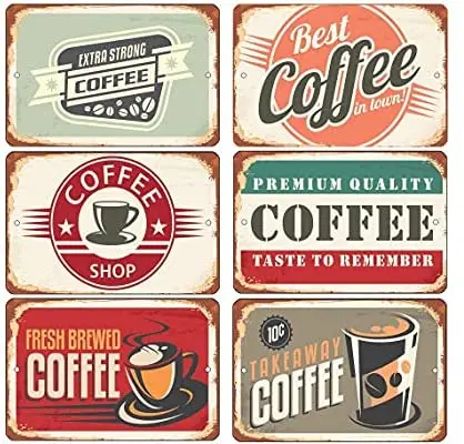 8"x12" METAL SIGN-Coffee 1 (Choice of 6 signs)-Vintage Looking Sign Retro Beverage Room Door Man Cave Bar Game Novelty Shop