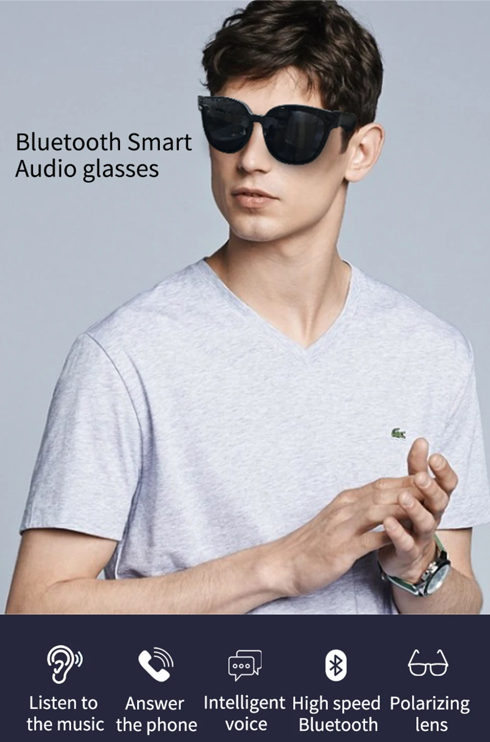 저렴한 컬러 지브라 A13 스마트 안경 오디오 선글라스, 블루투스 5.0 이어폰 안경 전화 응답 음악 듣기 이어폰