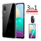 Чехол 3 в 1 для Samsung Galaxy A02, закаленное стекло для Samsung Galaxy A 02, A02, A022F, SamsungA02, задняя крышка для камеры Samsun