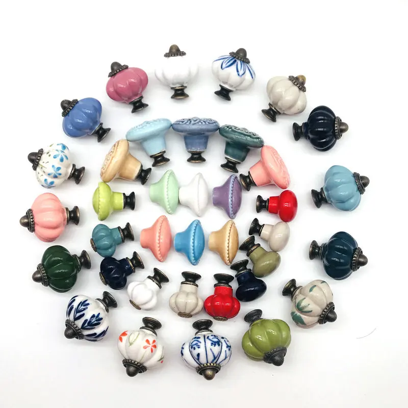 Рельефные Керамические ручки в форме тыквы для кухонного шкафа выдвижного ящика