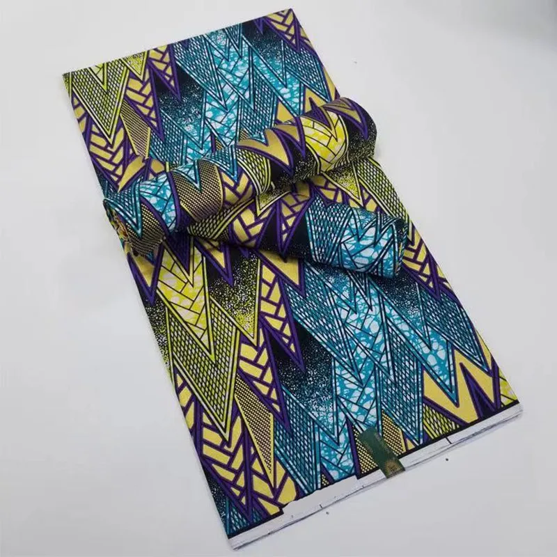 

Nigerian Tissue African Wax Cotton Golden Fabric African Wax Print Fabric soft Real Wax 6 Yards Wedding Dress Materials F12-16
