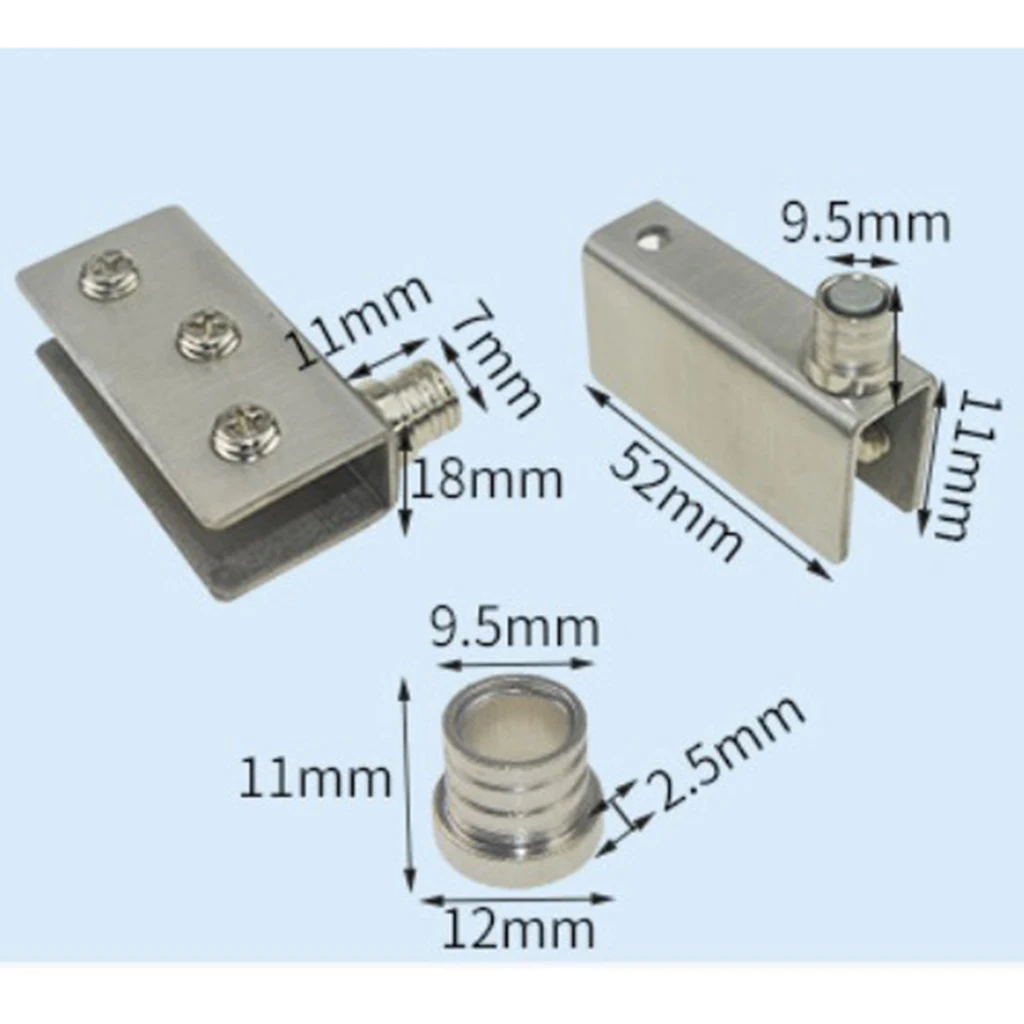 

2x Stainless Steel Glass Door Hinges Clamps Glass Clips, Suitable for 8mm-12mm Glass Door Cabinet