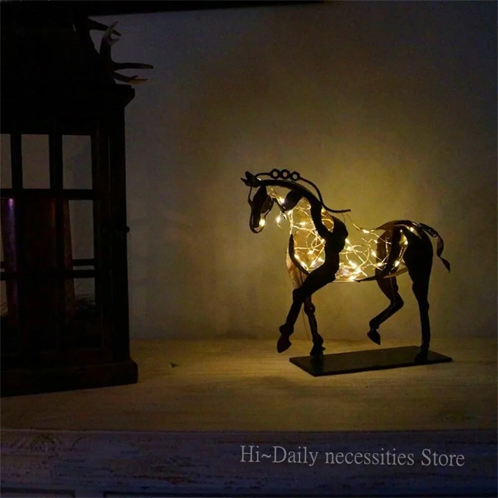 Dropshipping Home Decor Horse Statue Metal Horse Decoration Sculpture Ornaments Adonis Openwork Desktop Decor gift for he she