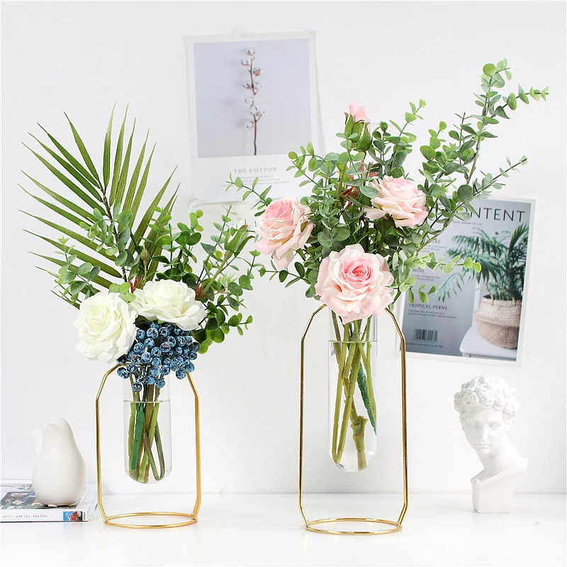 Вазы для цветов Прозрачный гидропонное стекло ваза золото ВАЗ украшения дома