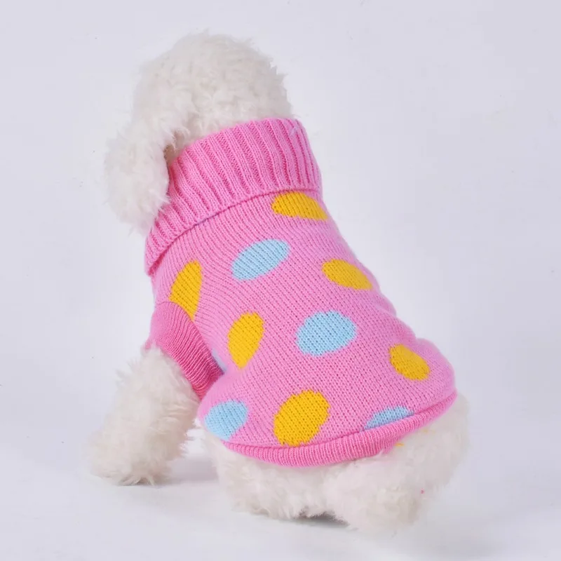 

Свитер в горошек для питомцев, зимний теплый Модный пуловер для щенков, зимний костюм для собак