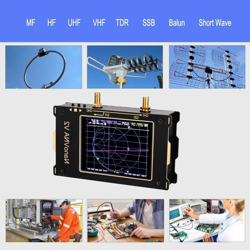 

3G Vector Network Analyzer,3.2Inch Large Sn S-A-A-2 NanoVNA V2 Antenna Analyzer Shortwave HF VHF UHF Measure Filter