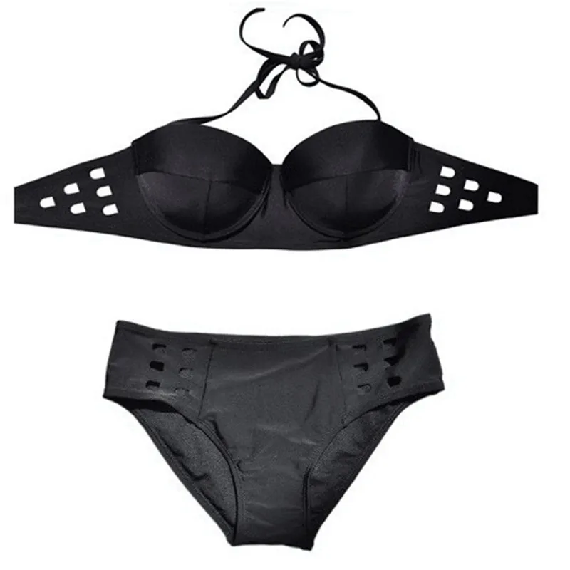 

Sexy Bikinis 2020 Halter Swimsuit Solid Swimwear Women Bikini Set Bathing Suit Push Up Two-piece Suit