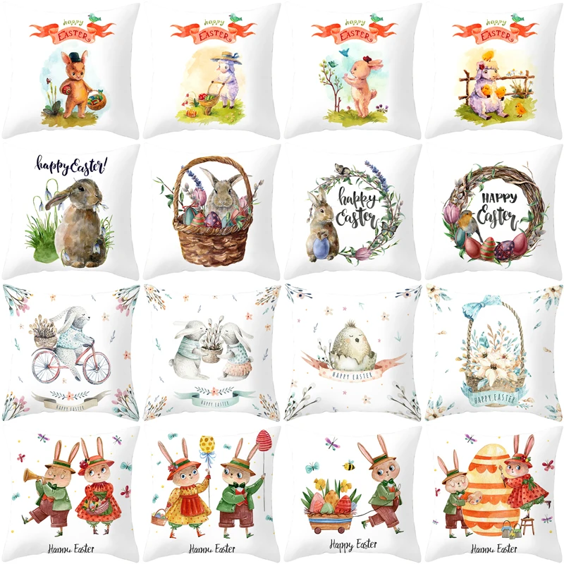 

Easter Pillowcase Cartoon Rabbit Soft Plush Cushion Cover for Sofa Home Children Room Decor Fairy Tale Animal Pillow Case Covers