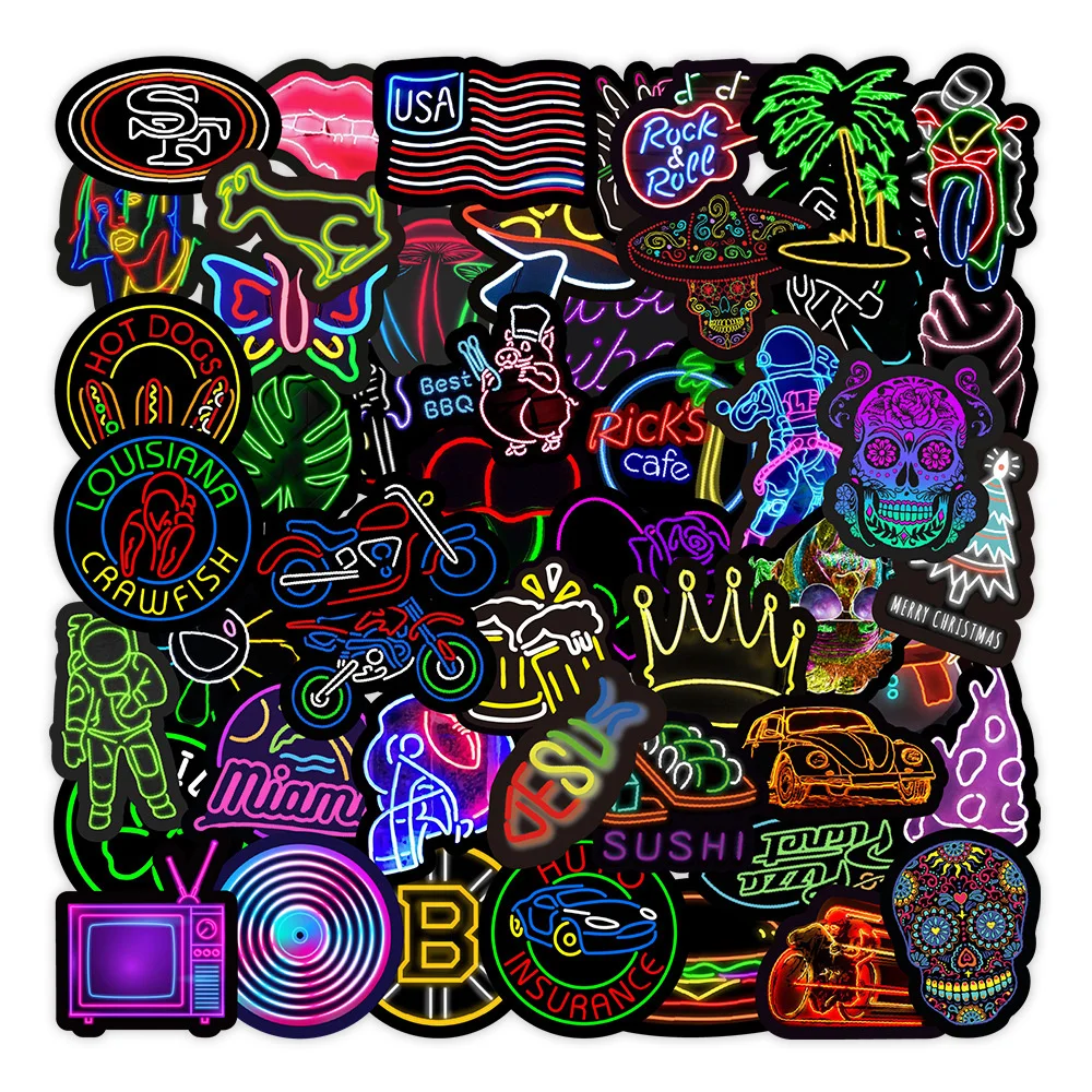 103050pcs new neon graffiti stickers red car trunk mobile phone water cup decoration stickers wholesale free global shipping