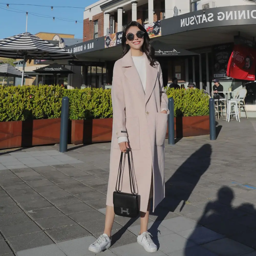 

2020 Autumn Winter Woolen Coat Female Mid-Long High Quality New Korean Temperament Women's Popular Outerwear Woolen Coat N1N