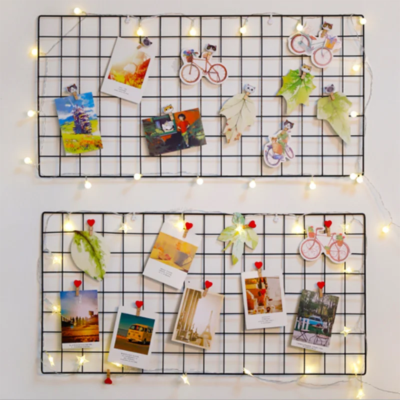 

Iron Nordic Home Wall Holder Ins Decoration Grid Decor Photo Frame Postcard DIY Wall Art Display Storage Rack Shelf Organizer SW
