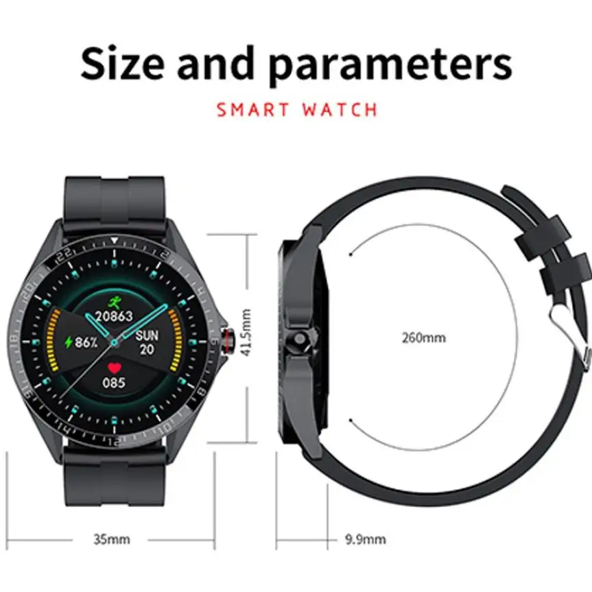 

KP01 Men's Smart Watch Heart Rate Sleep Monitoring Information Call Reminder Music Play Sport Fitness Bracelet For Xiaomi IOS