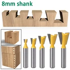 Набор концевых фрез, комплект из 5 пазов 8 мм, хвостовик 14 градусов, для работ по дереву