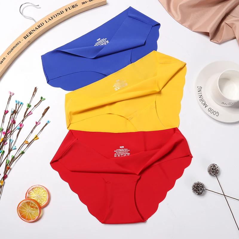 3Pcs/lot Seamless Panty Set Underwear Female Comfort Intimates Fashion Women Lady Panties Sexy Low-Rise Ruffles Briefs Lingerie | Женская