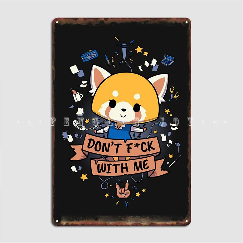 

Металлический плакат Aggretsuko в виде милой Красной панды, Настенный декор для паба, гаража, настенная пещера, создание оловянного знака, плакат
