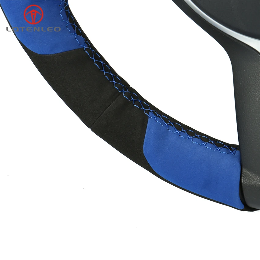 

LQTENLEO Black Blue Suede Steering Wheel Cover for BMW (M Sport) 1 Series F20 F21 M135i M140i M235i M240i X1 F48 X2 F39 X3 F25