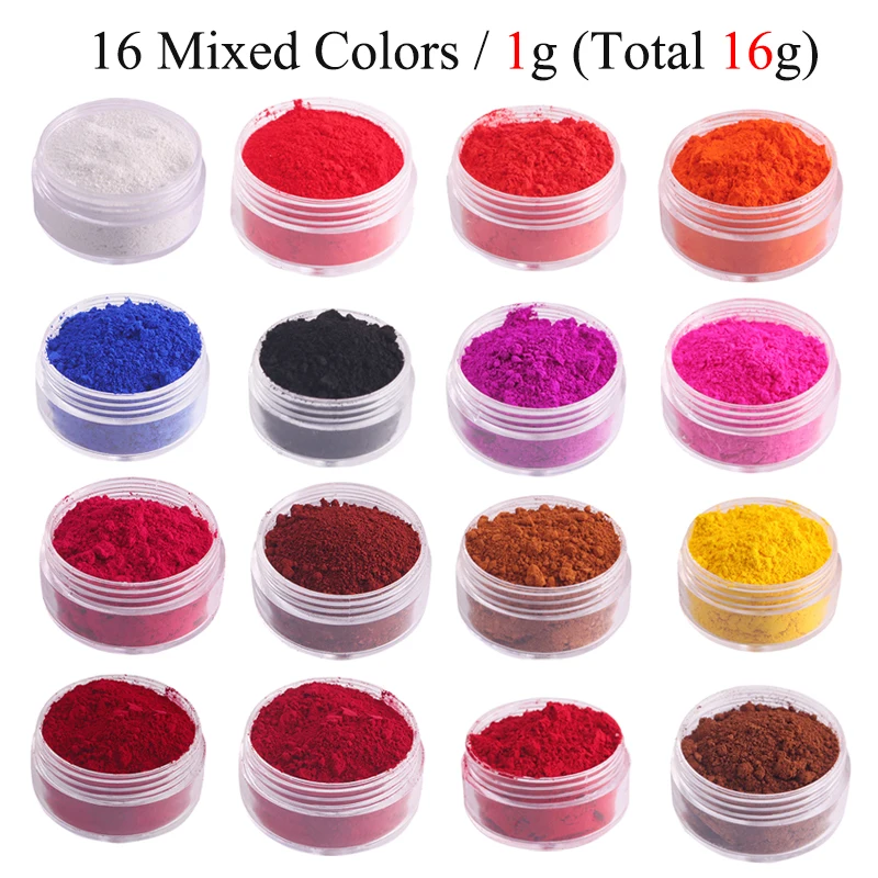 16Pcs/ Set Lipstick Powder Lip Gloss Coloring for Cosmetics Makeup DIY 1g/5g/10g/Bottle Colorful Pigment |