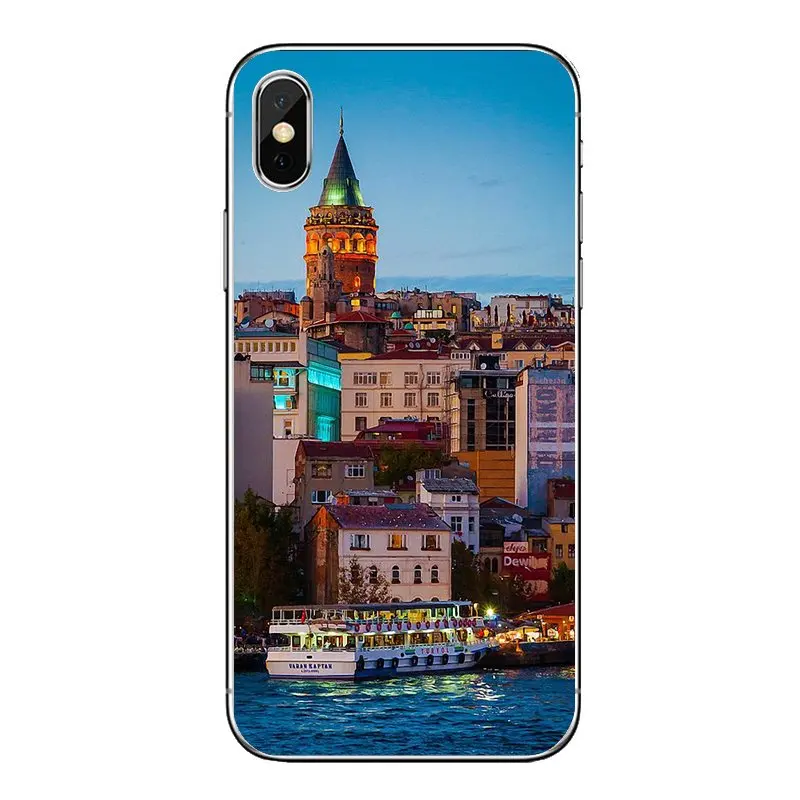 Пастельный вид ночного города Турции. Искусство для iPod Touch iPhone 4 4S 5 5S 5C SE 6 6S 7 8 X XR XS Plus MAX силиконовая обложка.