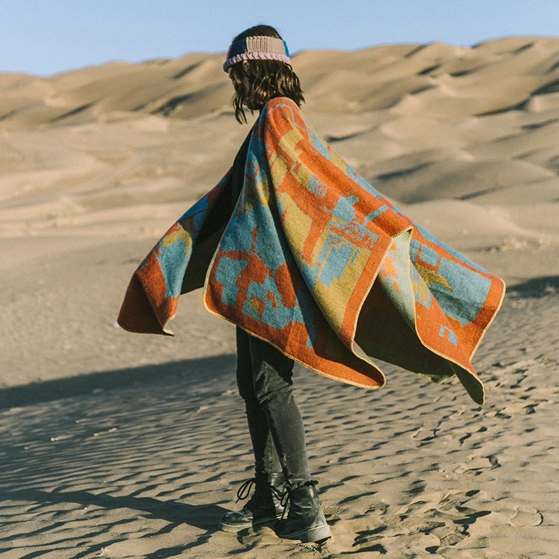 Пончо, шаль, богемный Зимний плащ, жаккардовая ткань, цветной дизайн, теплый Дамский шарф, модный женский осенний толстый Палантин из пашмины