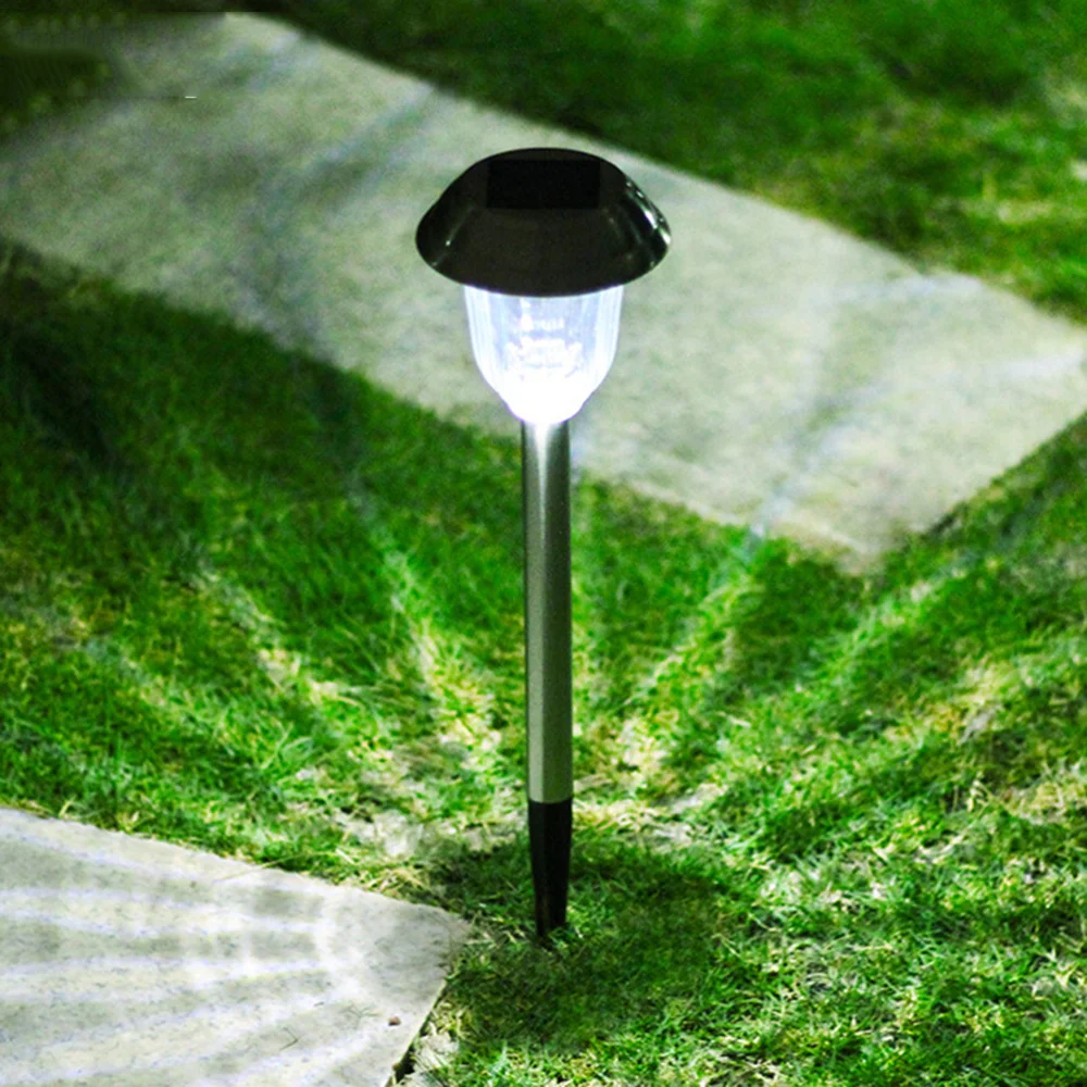 

2PCS Stainless Steel Solar Lawn Light Garden Yard Outdoor Waterproof Landscape Light Ground Plug Light