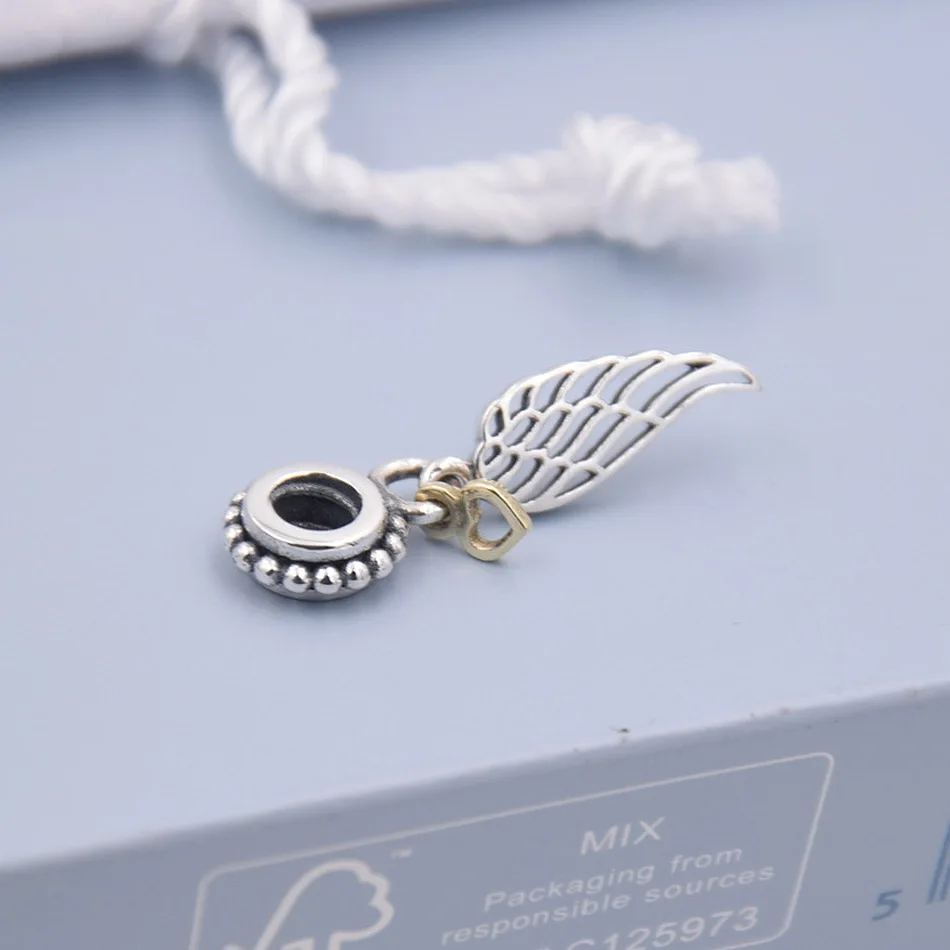 

Original Gold Love Heart & Guidance Angel Pendant Beads Fit 925 Sterling Silver Bead Charm Bracelet DIY Jewelry