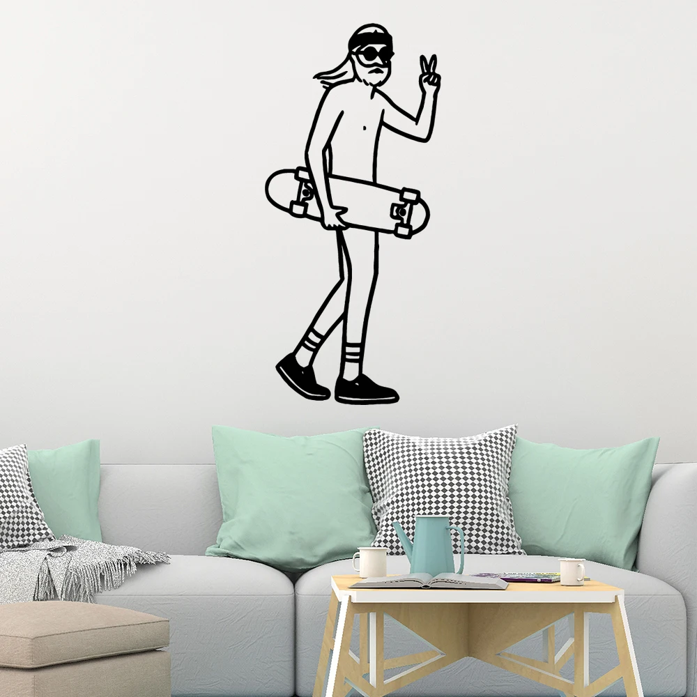 Съемный Скейтборд Мультфильм наклейки на стену ПВХ роспись искусство Diy Плакат