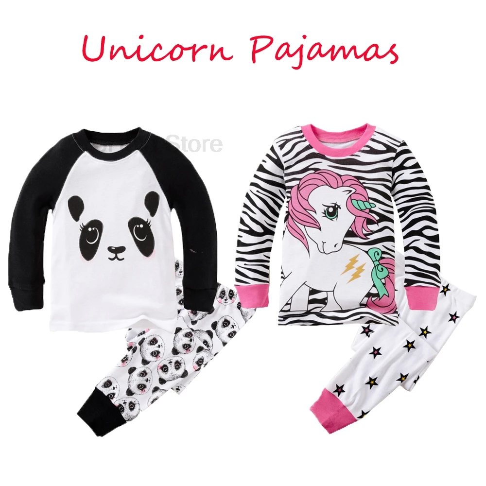 

New Baby Girls Pajamas Sets Cartoon Panda Unicorn Clothing for Toddler Boys Sleepwears Kids Pijama Suits Full Sleeve Nightwear