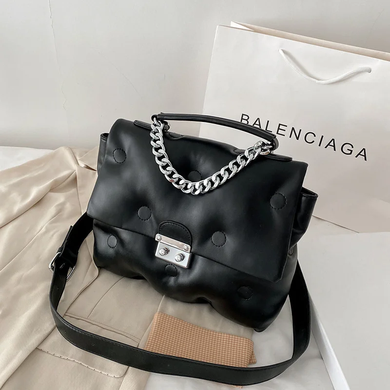 

Famous brand pu2021 women's bag, large capacity space chain cotton bag, luxury and fashion