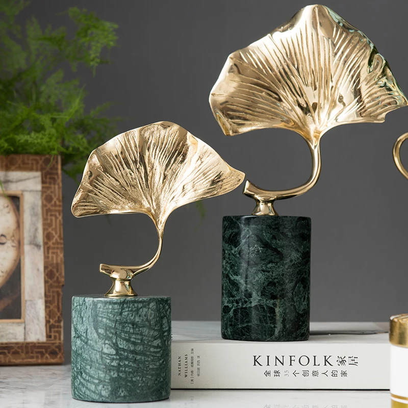 Роскошные золотые металлические растения Ginkgo листья аксессуары для домашнего