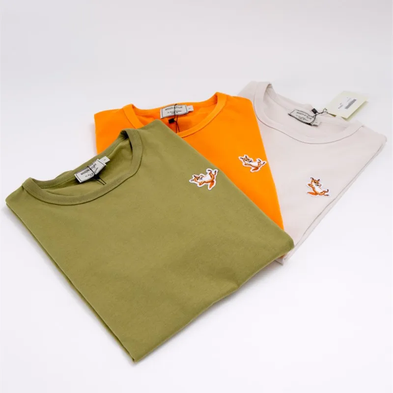 Оригинальная футболка 2021ss с вышивкой в виде лисы для мужчин и женщин высокое