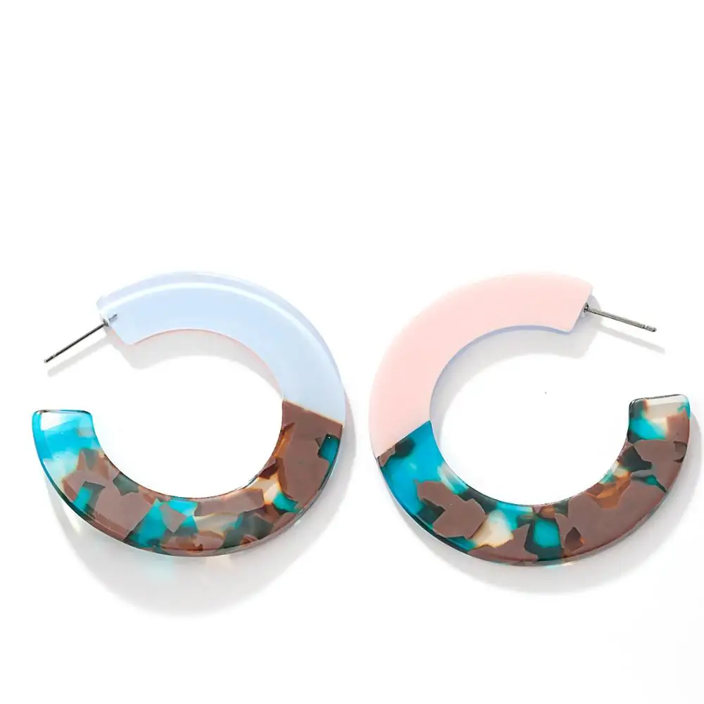 C-образные серьги-подвески цветные акриловые серьги для женщин бриллиантовые