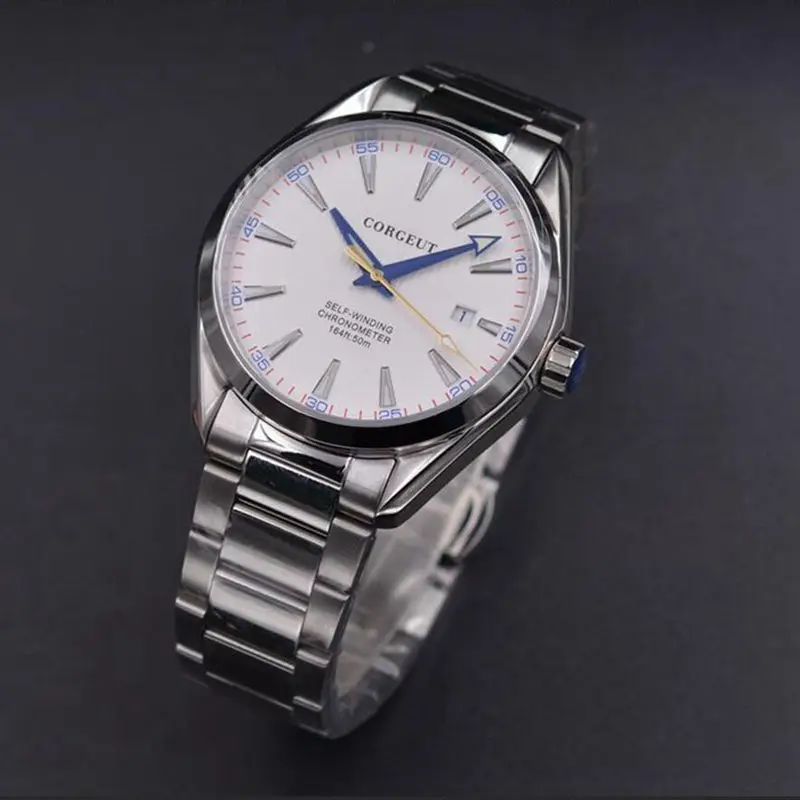 white dial Corgeut Мужские часы от ведущего бренда, Роскошные автоматические механические часы, военные мужские часы, мужские наручные часы, Reloje Masculino - Цвет: white dial